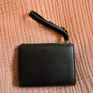 Black Leather Wallet with Wrist Strap